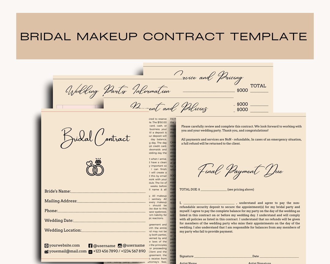 Editable Makeup Contract Template,freelance Makeup Artist Contract