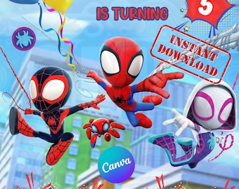 Invitation d'anniversaire Spidey modifiable Invitation anniversaire Spidey et ses amis incroyables Spiderman Party imprimable