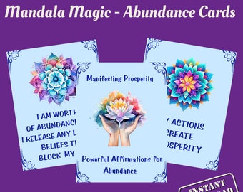 Carte di abbondanza Mandala stampabili/Download digitale/PDF/Abbondanza finanziaria/Prosperità/Carte positive/Manifestazione/Magia Mandala