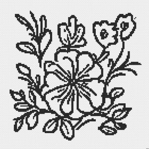 Blumen Ausmalseite Kreuzstich Muster | Sofortiger Download PDF | Blume einfach modern Anfänger einfarbig Pflanze