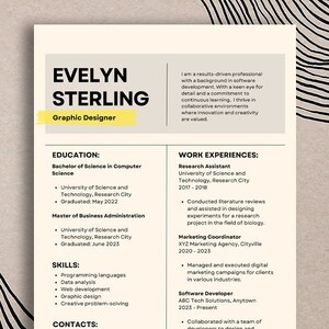 Minimalist Resume Template with Cover Letter on Canva, Professional Resume Template, Simple Editable Resume, CV Template, Designer Resume