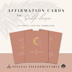 Digitale affirmatiekaarten afdrukbaar, positieve affirmatiekaarten voor vrouwen, zelfzorgcadeau voor beste vrouwelijke vriendin, vision board flash-kaarten