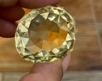 Natural Lemon Quartz Gemstone, Lemon Quartz Faceted Semi Circular Cut Gemstone Big Size Top Quality Lemon Gemstone 100ct