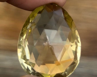 Natural Lemon Quartz Gemstone, Pear shape with cutting  Lemon Quartz Faceted Cut Gemstone Big Size Top Quality Lemon Topaz Gemstone