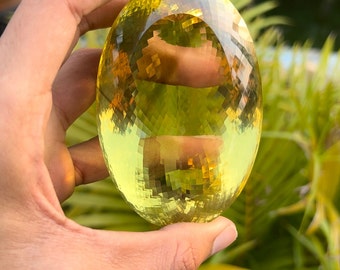 Natural Lemon Quartz Gemstone, Lemon Quartz Faceted Oval Cut Gemstone Big Size Top Quality Lemon Topaz Gemstone 1181.Ct