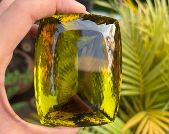 Natural Lemon Quartz Gemstone, Lemon Quartz Faceted Elongated Cushion Cut Gemstone Big Size Top Quality Lemon Gemstone 1914.Ct