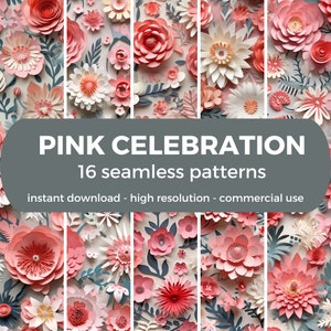 PINK CELEBRATION Digital Paper - seamless pattern instant digital download printable scrapbook paper PNG