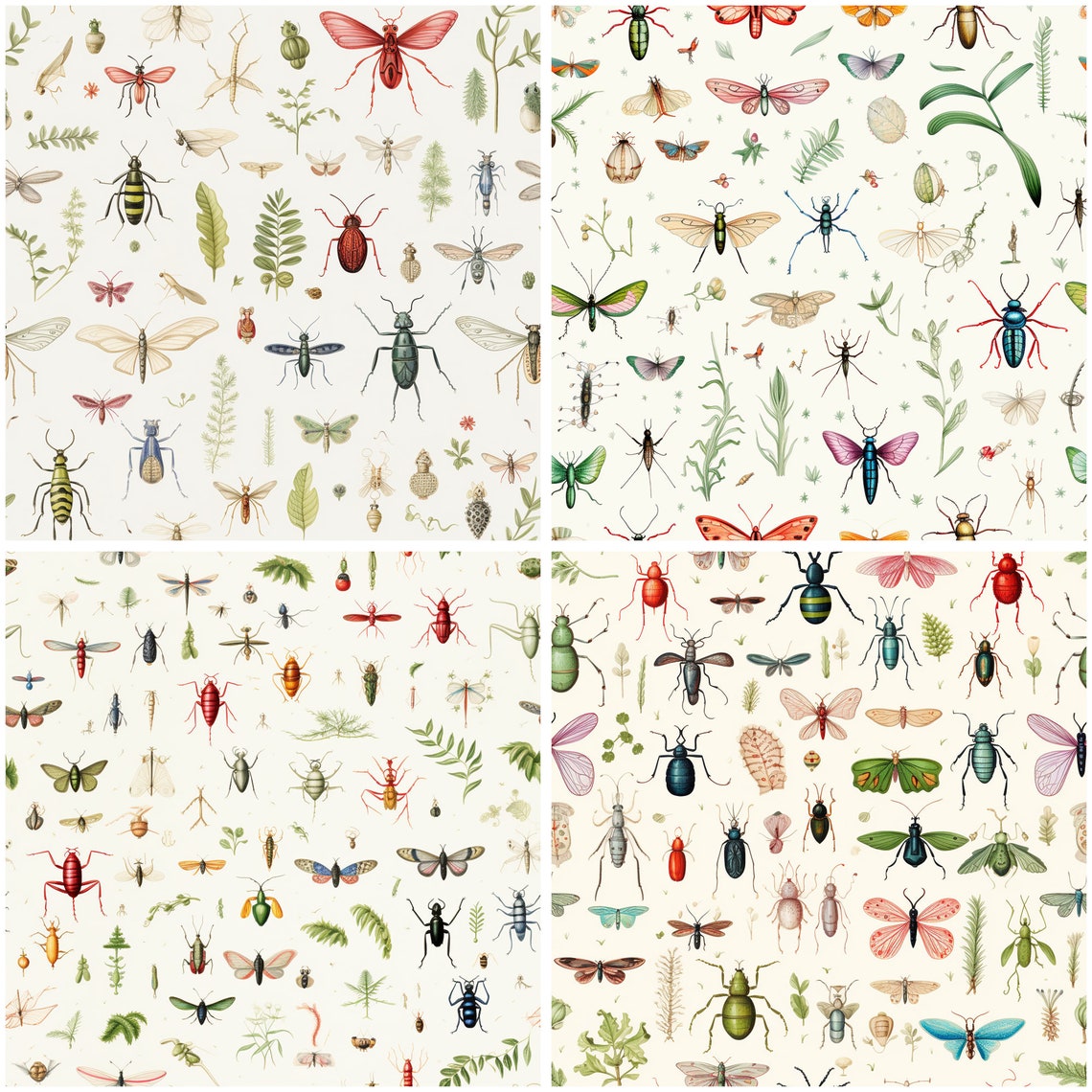 Insect Seamless Pattern - Vintage Bug Design, Scrapbook Paper (digital ...