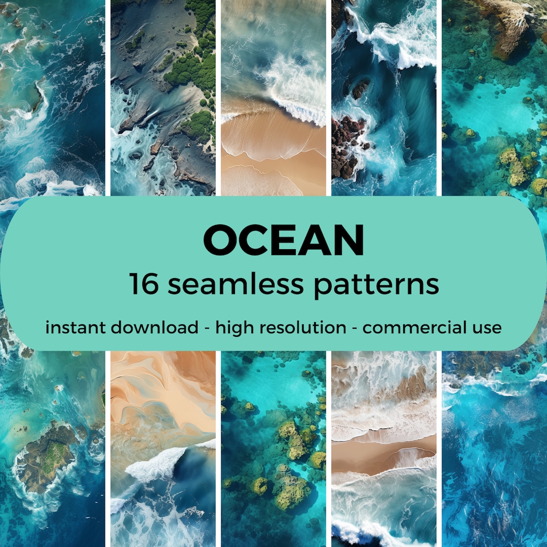 Ocean Seamless Pattern - Coastal Digital Paper Set (digital Download ...