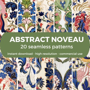ABSTRACT NOUVEAU Digital Paper - seamless pattern instant digital download printable scrapbook paper PNG