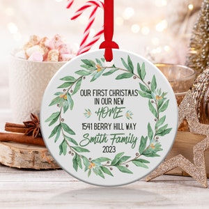 Personalized New Home Christmas Ornament, Our First Christmas In Our New Home Tree Ornament Custom Gift, Realtor Closing Gift For Home Buyer