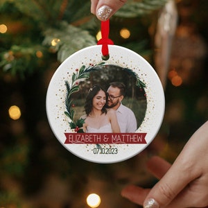 First Christmas Ornament Married, Custom Photo Christmas Ornament, Personalized Photo Ornament Gift, Anniversary Keepsake