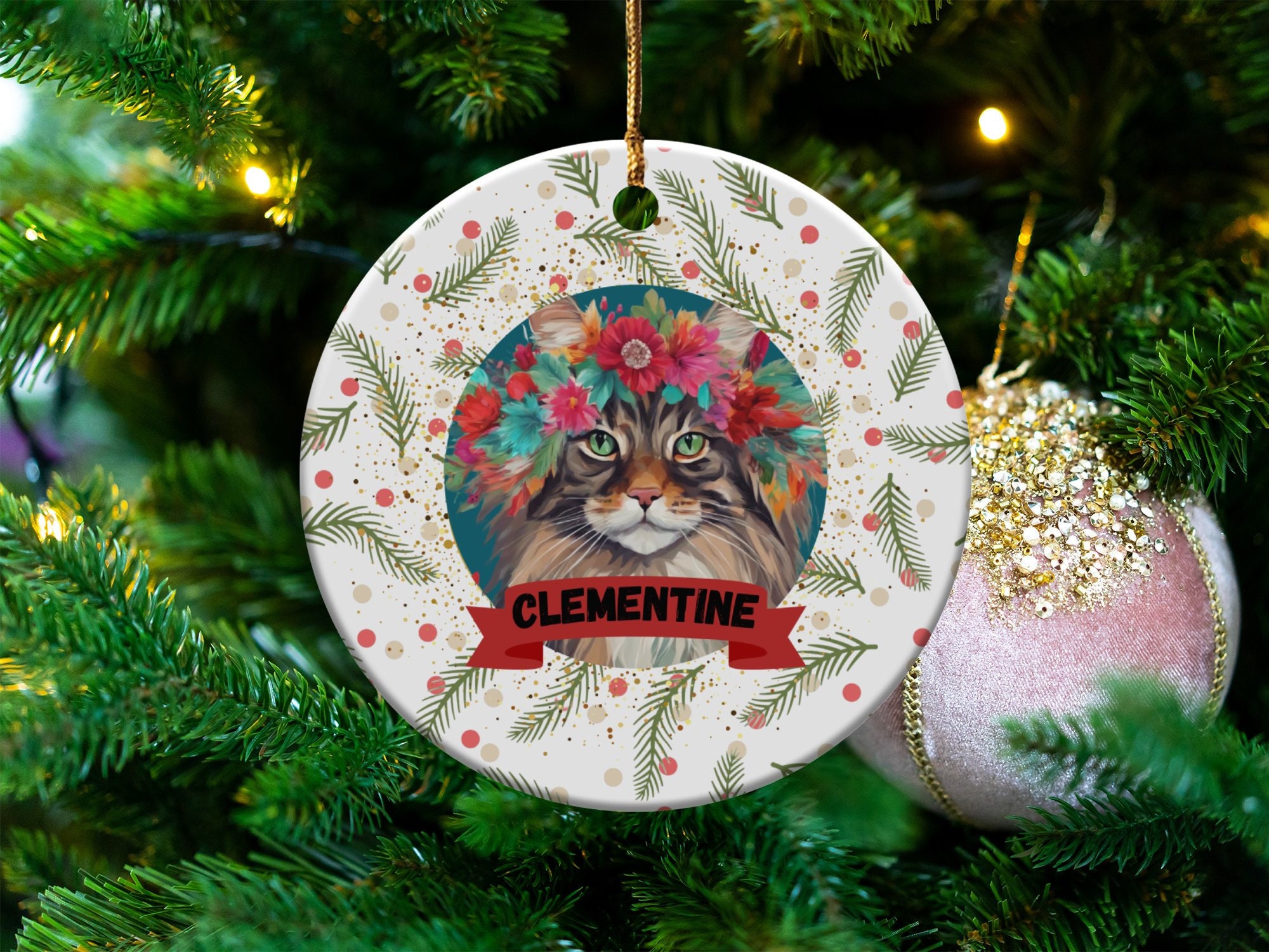 Personalized Cat Ornament Maine Coon Cat Ornament Custom Cat Etsy