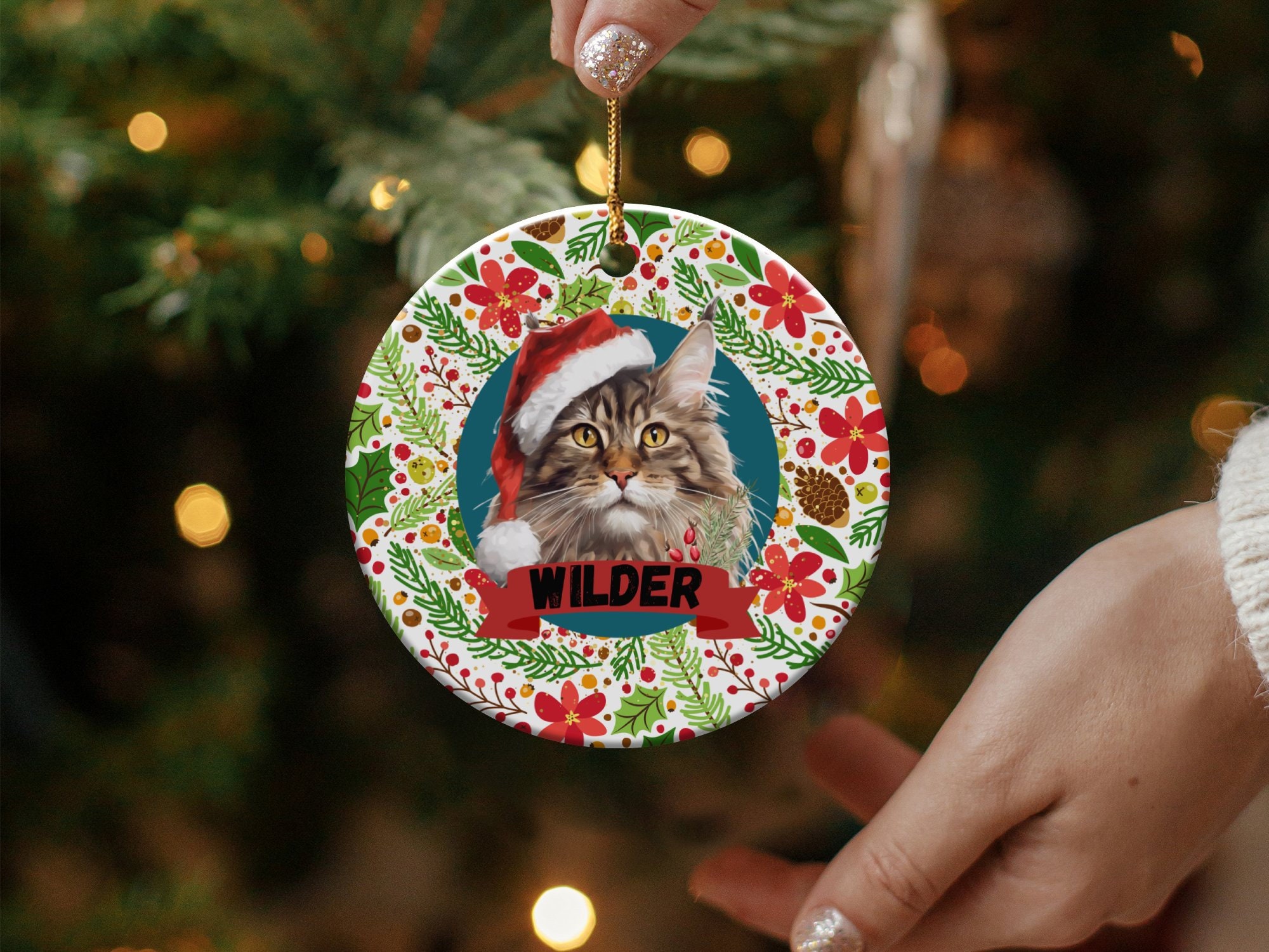 Personalized Cat Ornament Maine Coon Cat Ornament Custom Cat Etsy