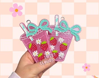 Bebida de fresa adorable / Ambientador de fresa para coche / Ambientador de verano para coche