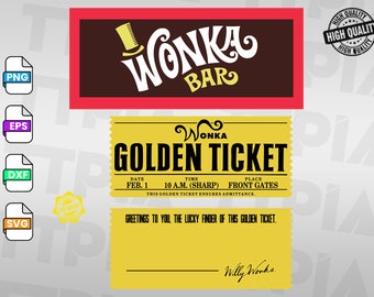 Wonka Golden Ticket Svg / Archivo de corte para Cricut / Svg, Png, Dxf, Eps,Ai,Pdf