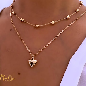 Double Layer Necklace Pendant Necklace for Women – Gold Layered Chain, Dainty Multilayer Jewelry, Fashion Metal Accessories, Gift for Her