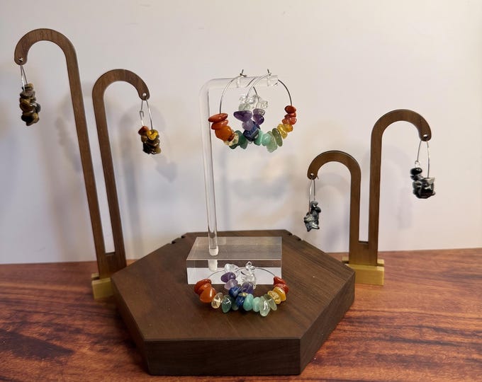 Handcrafted Silver Gemstone Chip Hoop Earrings