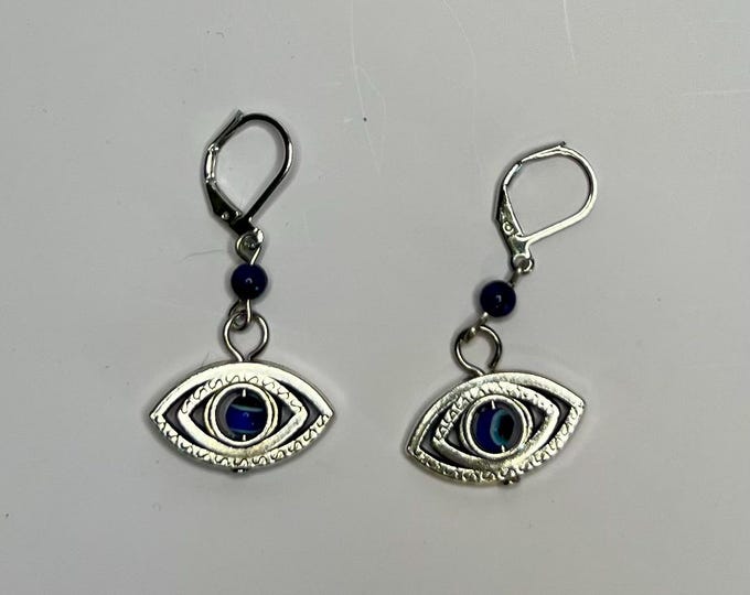 Silver Evil Eye Earrings, cscuriositycupboard