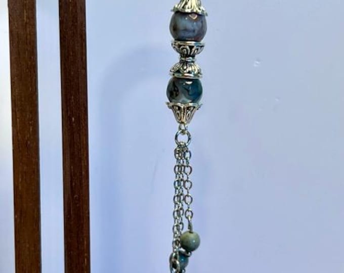 Handmade Gray Agate Tassel Earrings