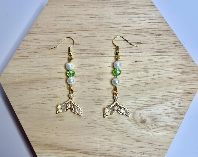 Mermaid Tail Earrings, cscuriositycupboard