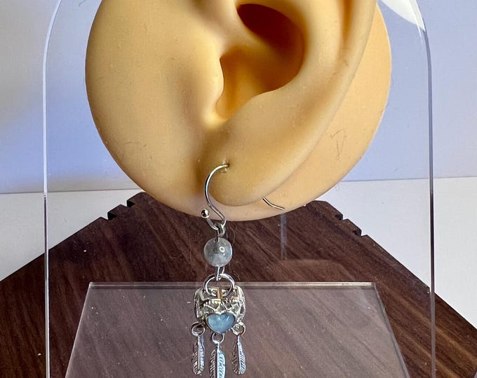 Labradorite Heart Dream Catcher Earings, cscuriositycupboard