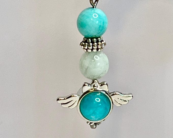 Amazonite Wings earrings, cscuriositycupboard