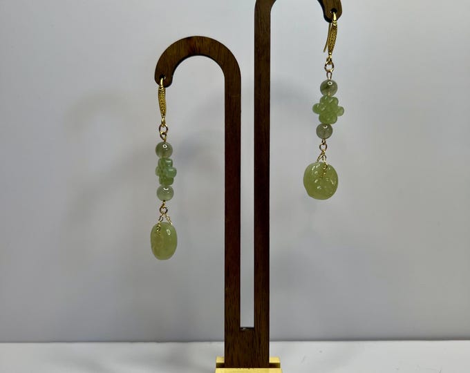 Jade Chinese Knot Earrings, cscuriositycupboard