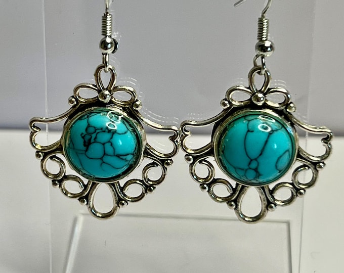Turquoise Earrings, CsCuriosityCupboard