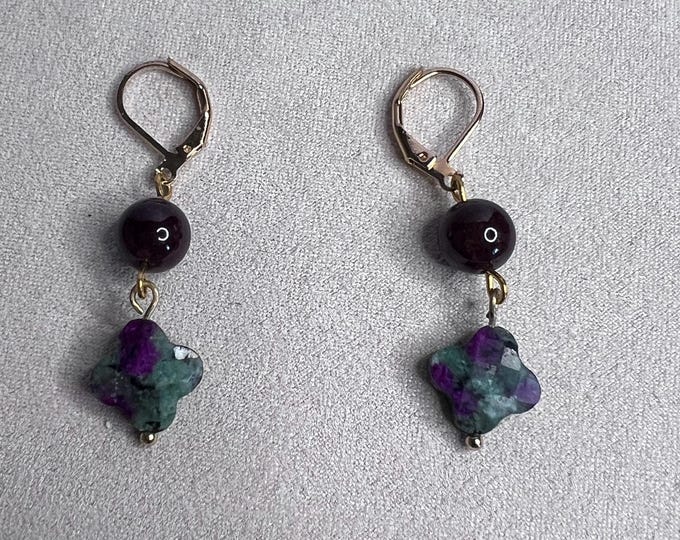 Garnet, Ruby Zoisite Earrings, CsCuriosityCupboard