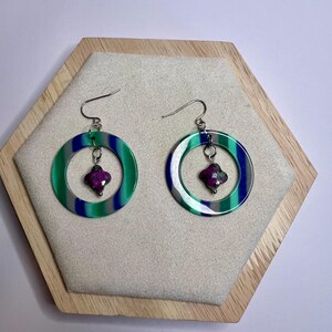 Natural Ruby Zoisite Hoop Earrings, CsCuriosityCupboard