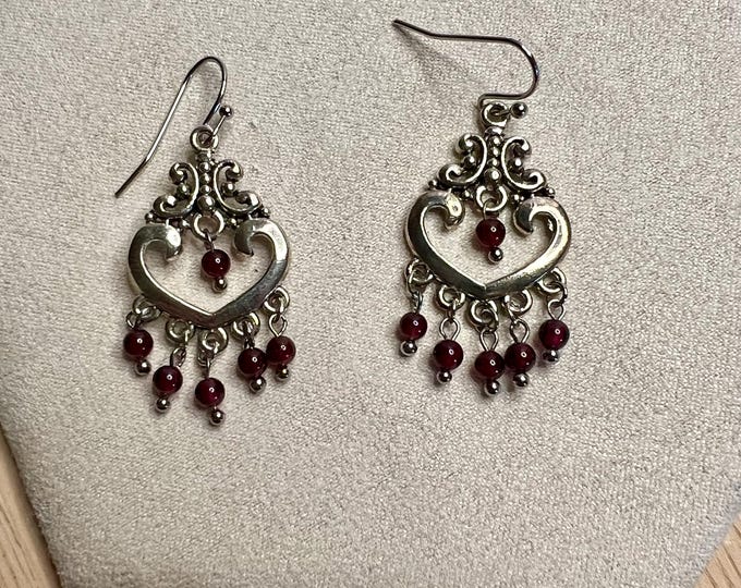 Natural Garnet Chandelier Earrings, CsCuriosityCupboard
