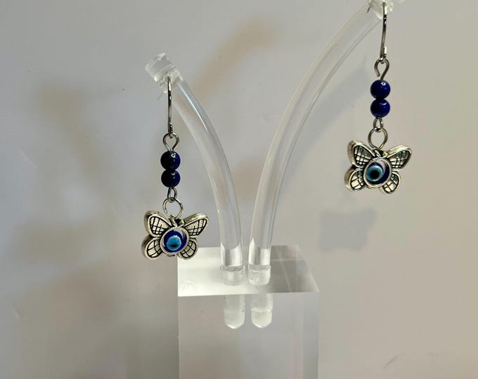 Natural Lapis Lazuli Evil Eye Butterfly, CsCuriosityCupboard