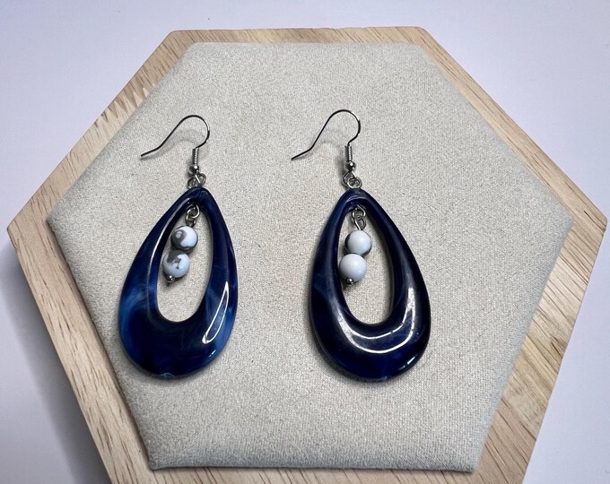 Howlite Teardrop Earrings, CsCuriosityCupboard