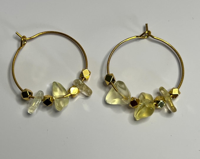 Citrine Hoop Earrings, CsCuriosityCupboard