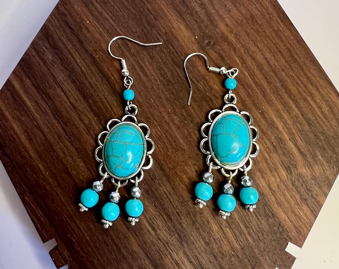 Southwestern Turquoise-Tone Chandelier,  cscuriositycupboard