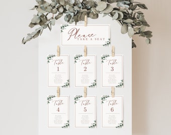 Boho Greenery Wedding Seating Chart Template (Digital Download)
