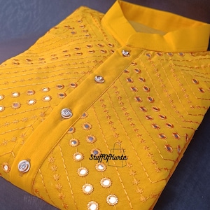 Embroidered Mirror Work Georgette Kurta Pajama Set