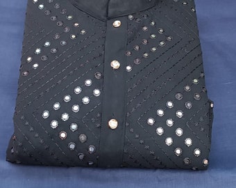Ricamo etnico Kurta, Chikankari Kurta, set pigiama, kurta per uomini, abbigliamento indiano, regalo per uomini, abbigliamento da festival, abbigliamento da festa in ufficio, lui