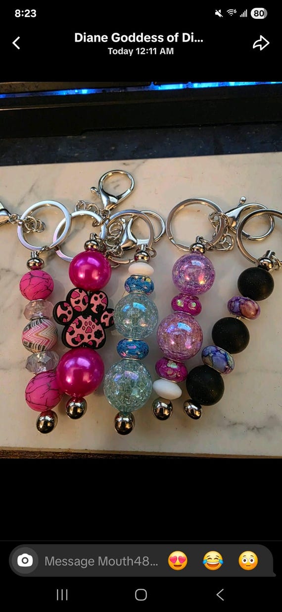 Handmade Beaded Keychain | Cute Bag Charm | Colorful Beaded Keyring | Gift for Her | Boho Accessory