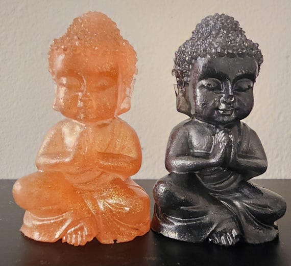 Handmade Resin Buddha Figures – Peaceful décor for altars, meditation spaces, or mindful gifting | Custom colors available! Set of 2!