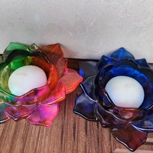 Handmade Resin Lotus Flower Tealight Holders – Elegant and Peaceful Home Décor for Meditation, Yoga, or Gift Giving.
