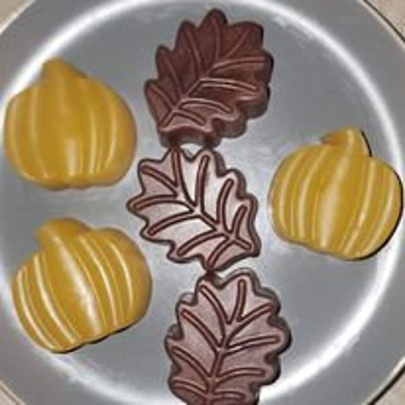 Fall Leaf and Pumpkins, Fall Soap, Autumn Soaps, Fall Wedding Favors, Housewarming, Gifts, Thanksgiving Soaps, Holiday Decoration Soaps
