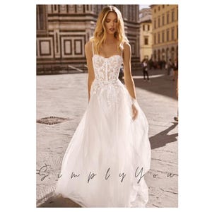 Boho Beach Ivory Tulle Beaded Straps Corset Back Wedding Flower Girl Dress