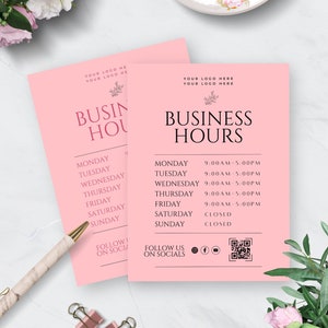 Business Hours Sign | Business Hours Printable | Instant Download | Shop Hours | Store Hours Sign | Hours Of Operation