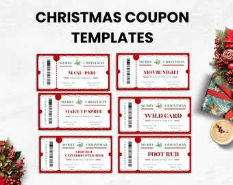 Christmas Coupon Book Editable | Printable Christmas Coupon Book | Personalized Gift Vouchers | Christmas Coupon Template| RS23