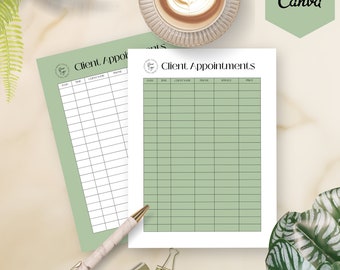 Printable Appointment Tracker Template | Client Log Template | Appointment Log| Salon Appointment |RS04