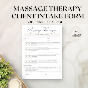 Klantformulier massagetherapeut | Massagetherapeut | Massage-adviesformulier | Intakeformulier massage cliënt | Sjablonen voor schoonheidsspecialiste