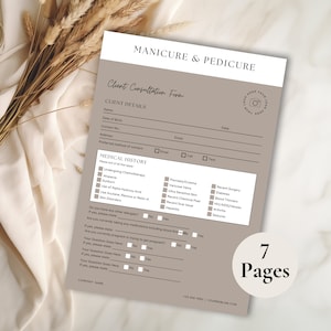 Formes Nail Tech| Formulaires de consentement | Formulaires d'admission des clients | Modèle d'ongle | Formulaire de consultation des ongles| Formulaire de manucure| Modèle de toile | RS7