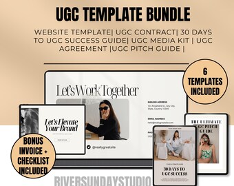 UGC Creator Canva Template Bundle: Media Kit, Contract, Portfolio (Digital Download)